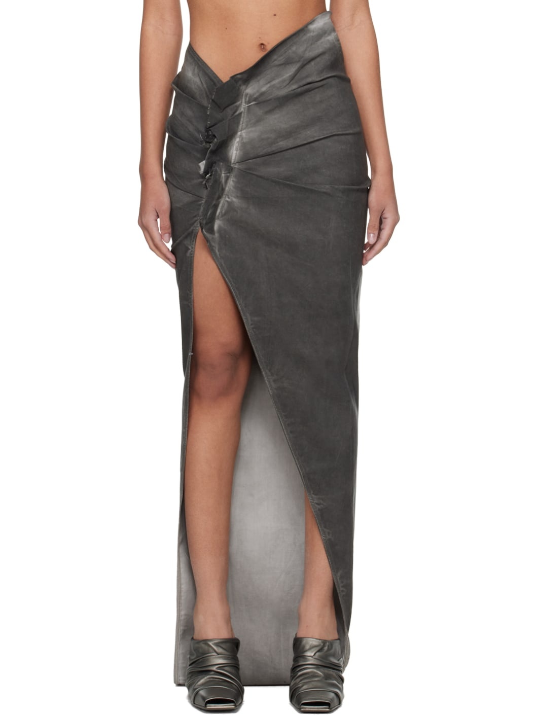 Gray Edfu Denim Maxi Skirt - 1