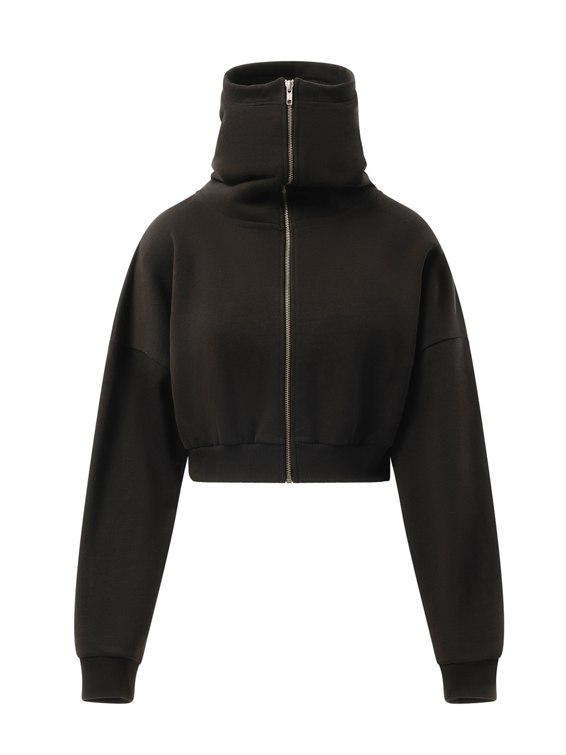 Cropped Full Zip Hoodie in Soot - 2