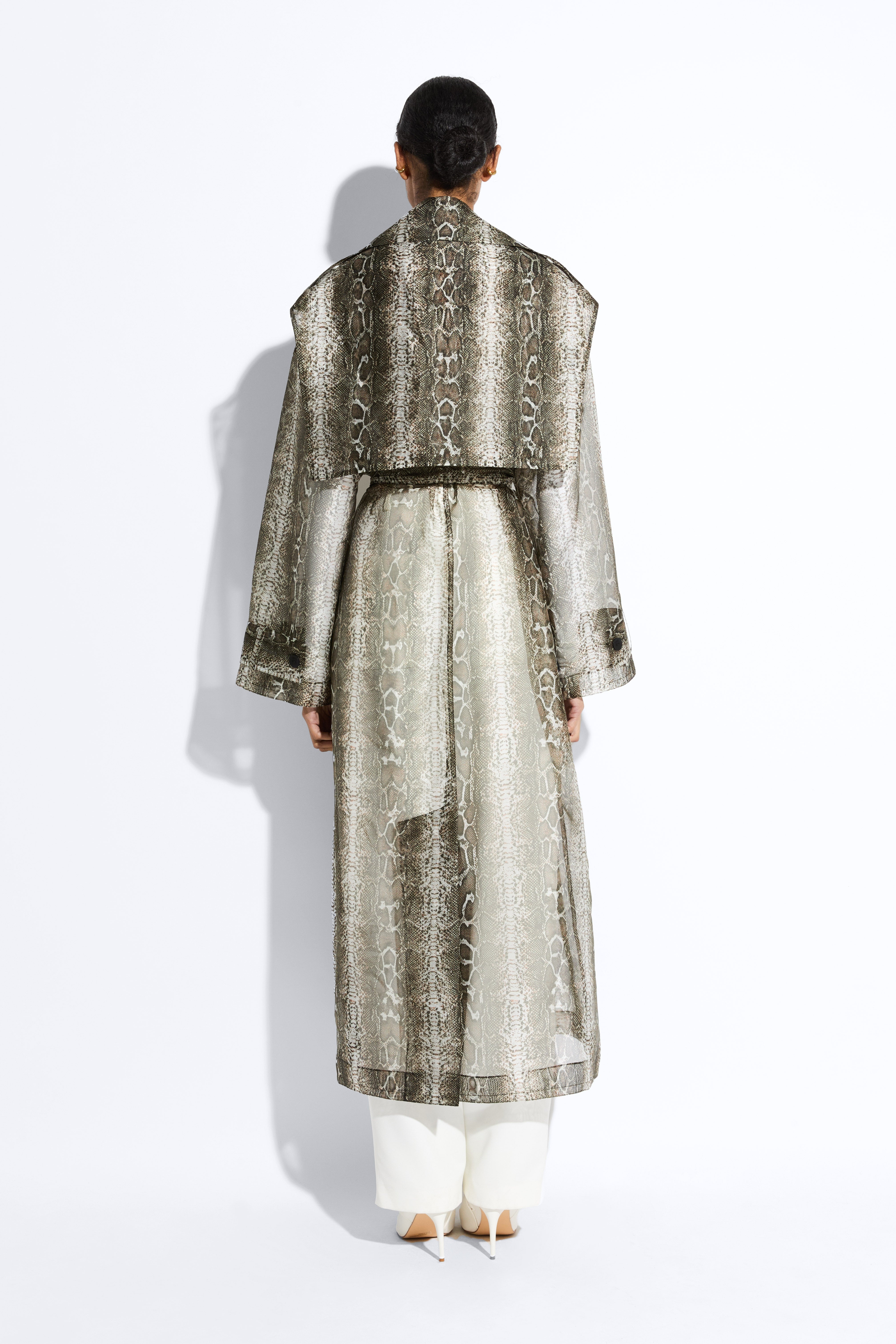 Snake Organza Double Breasted Trench - 3