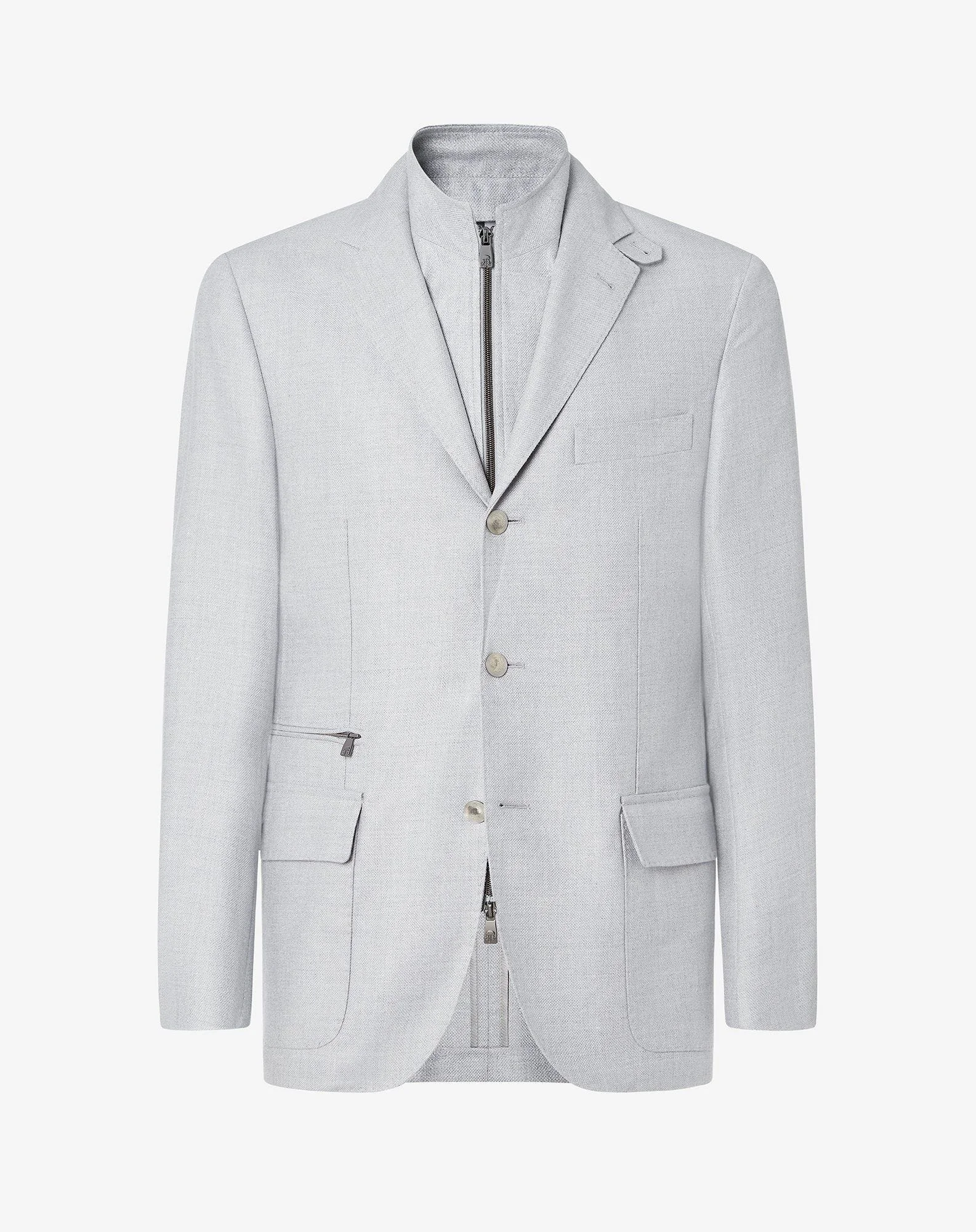 Light grey silk and wool jacket with vest - 1