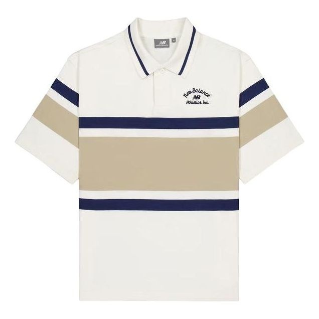 New Balance Athletics Striped Polo Shirt 'Ivory' NFE22241-IV - 1