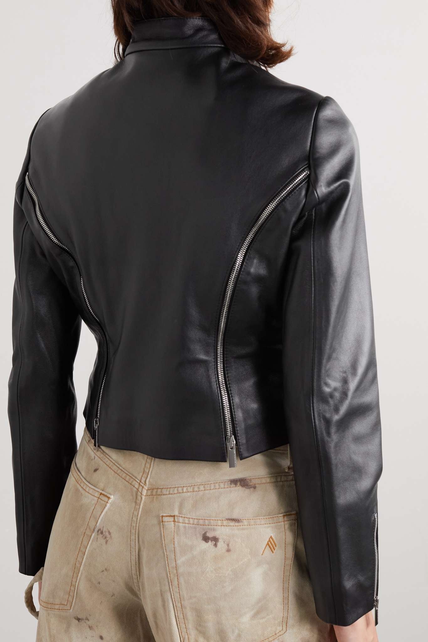 Leather biker jacket - 4