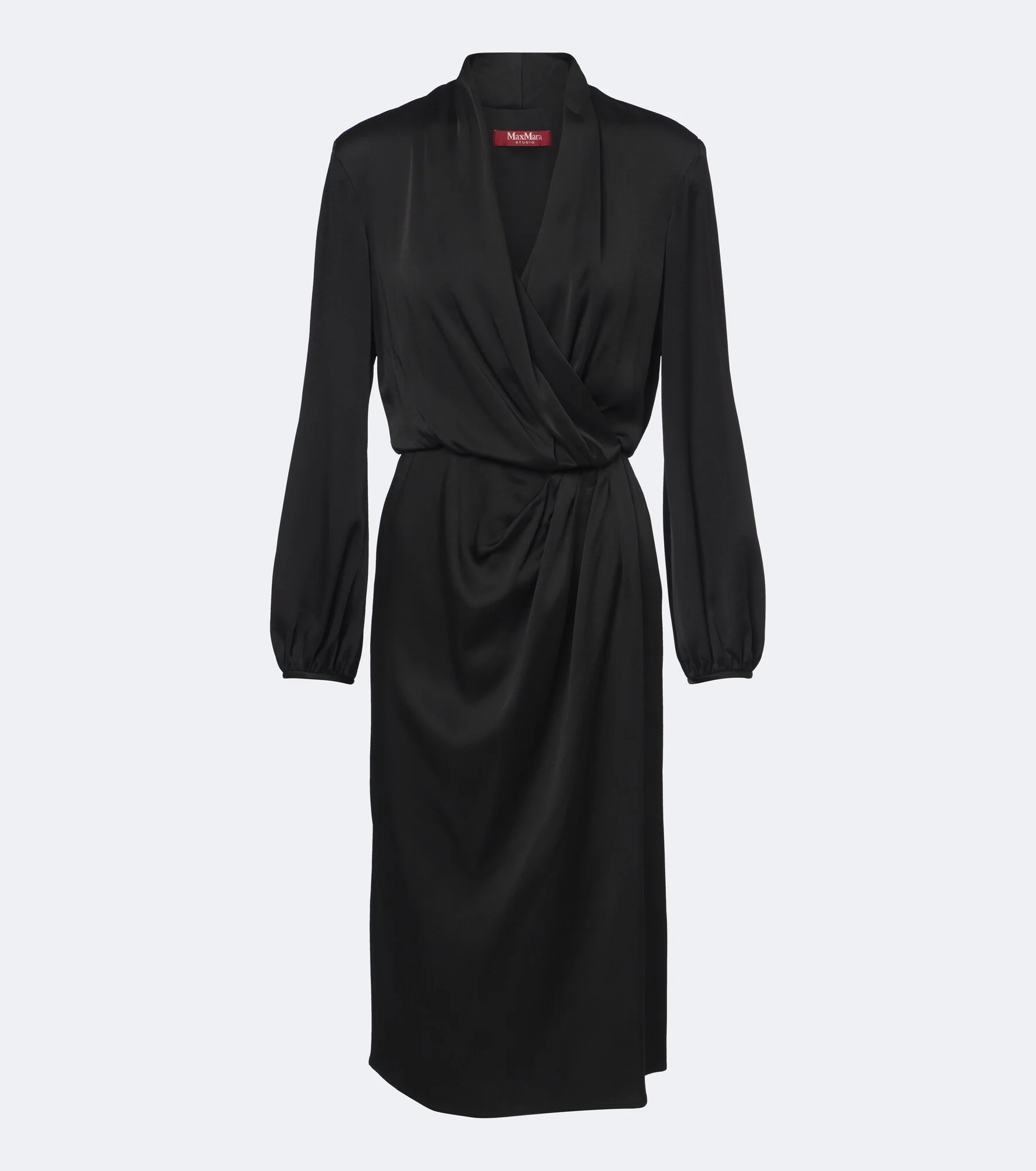 Elegante draped satin midi dress - 1