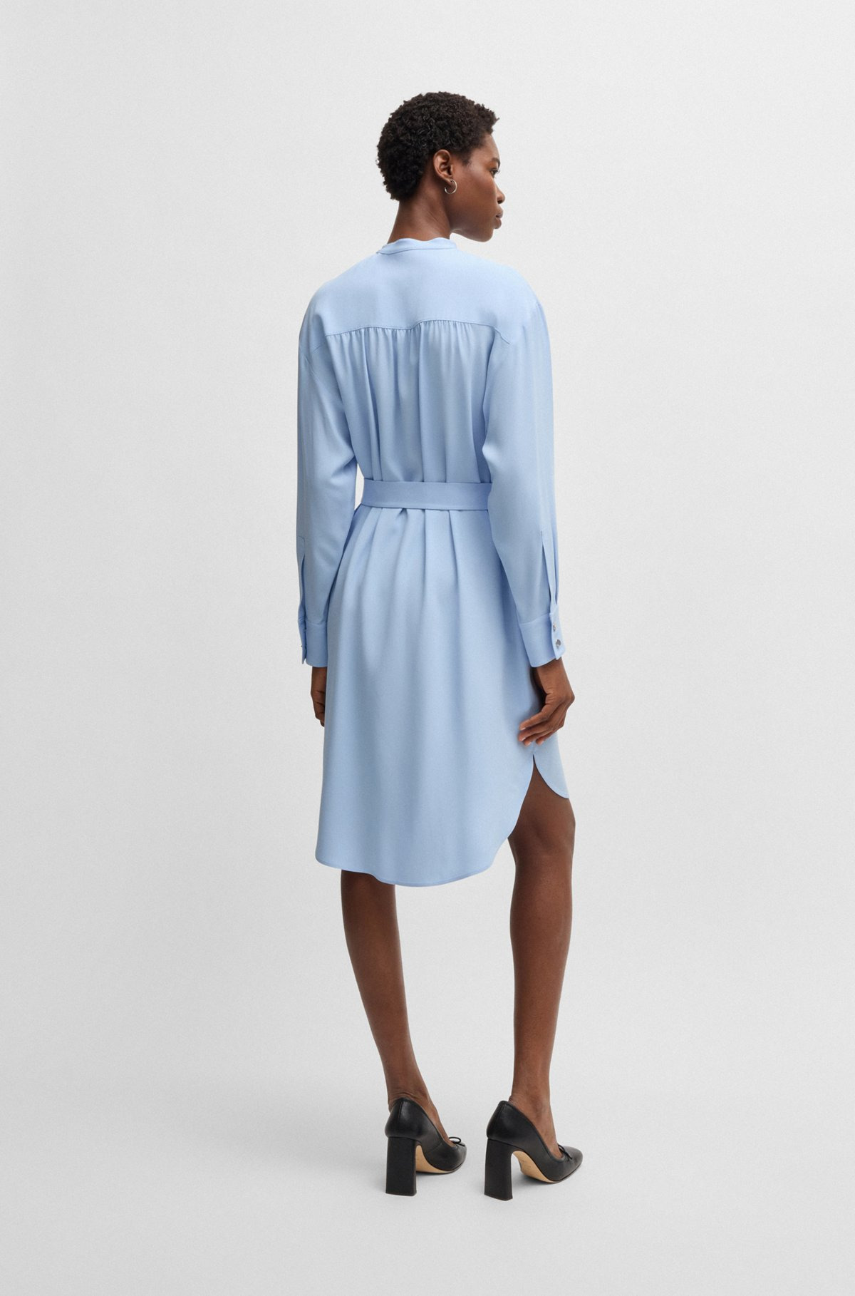 BELTED DRESS WITH SNAP PLACKET - 3