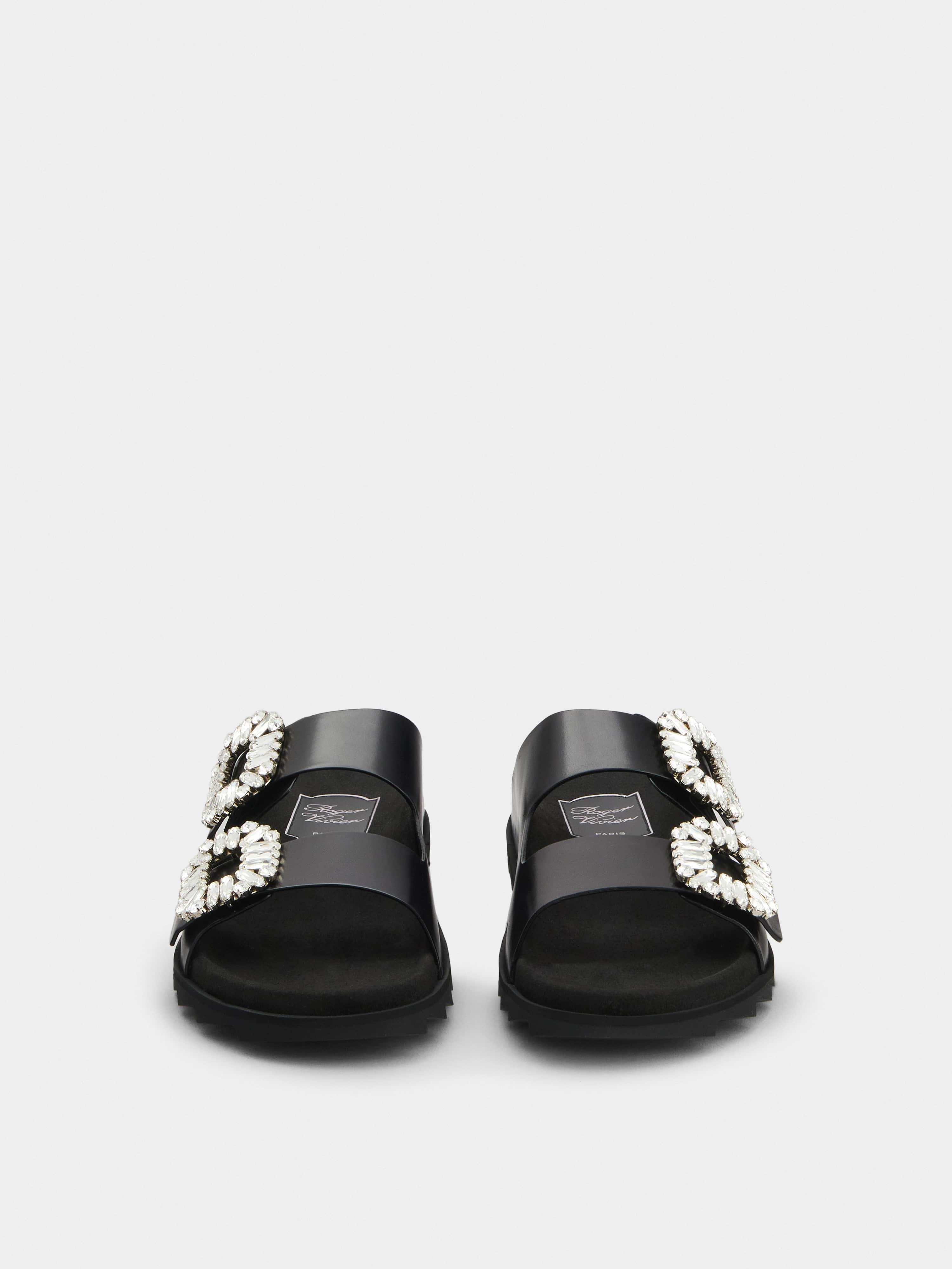 Slidy Viv' Strass Buckle Mules in Leather - 7