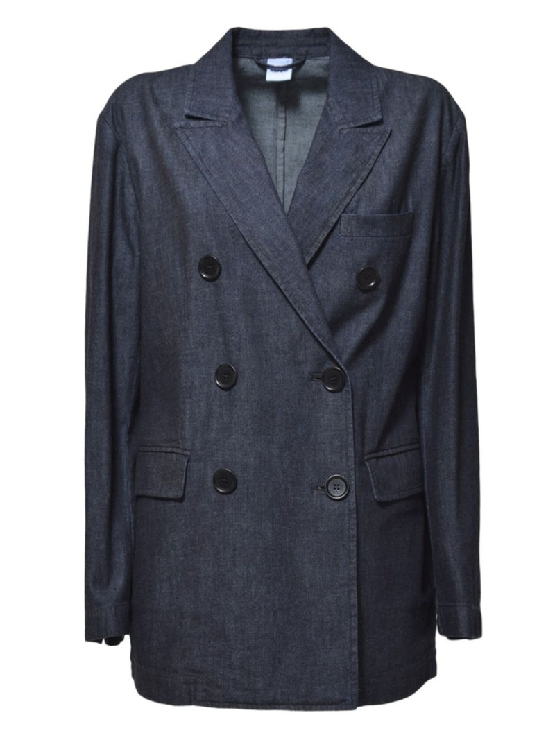double-breasted denim blazer 1