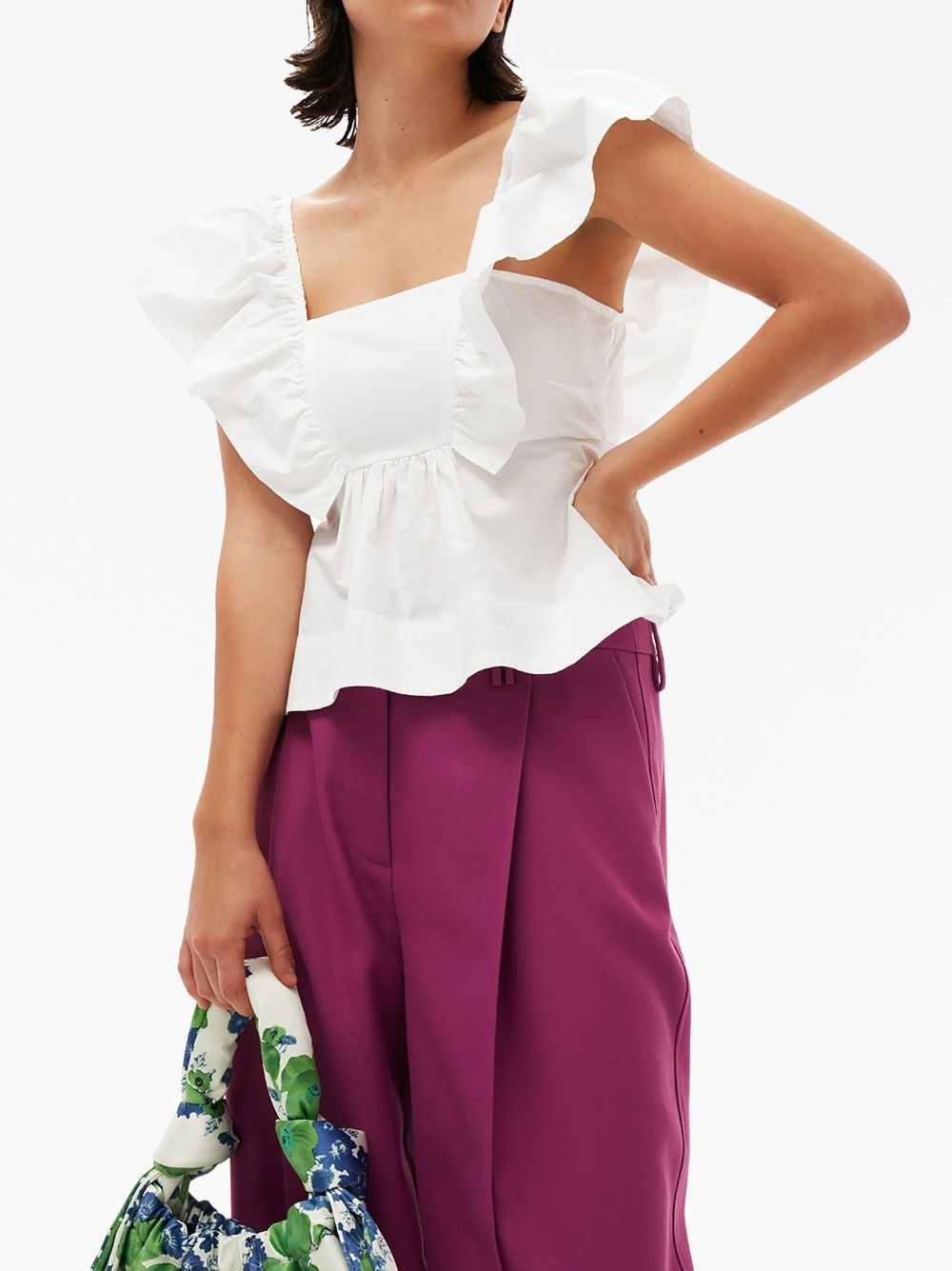 ruffled poplin sleeveless blouse - 4