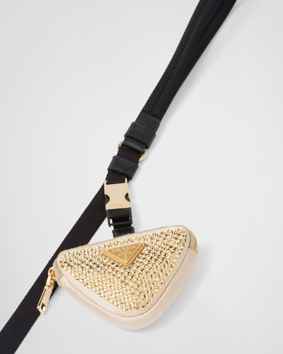 Prada Woven nylon tape pet leash with crystals outlook