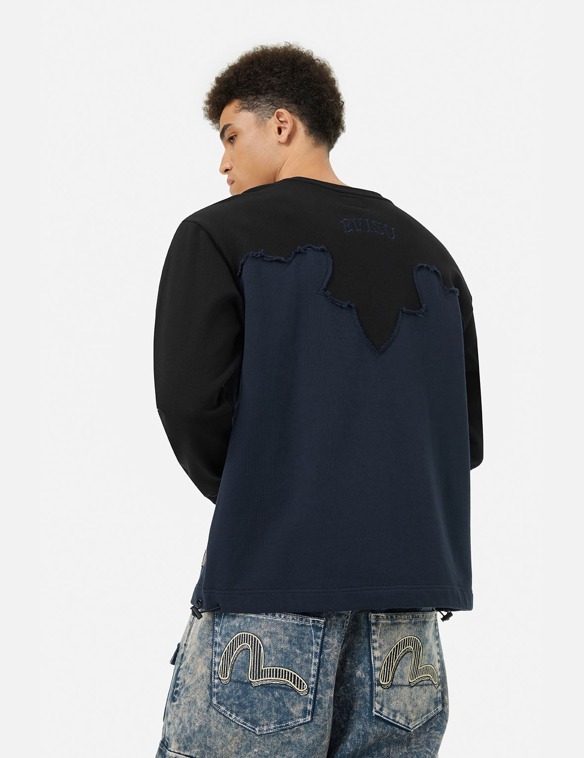 Deconstructed Contrast Relax Fit Sweatshirt - 5