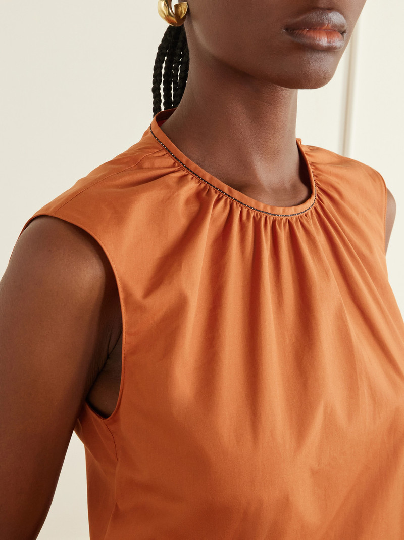 Gathered Cotton-poplin Midi Dress 4