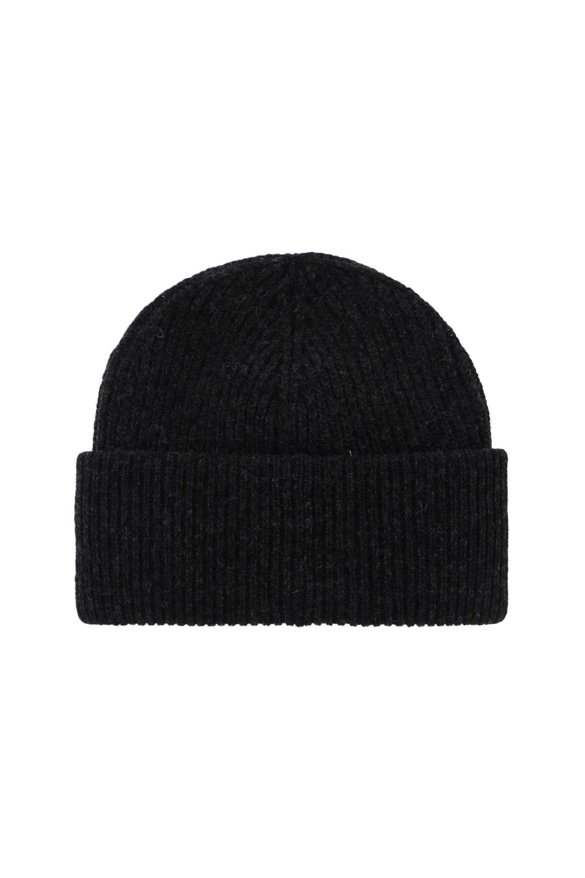GANNI Beanie Hat With Logo Label | wananluxury | REVERSIBLE