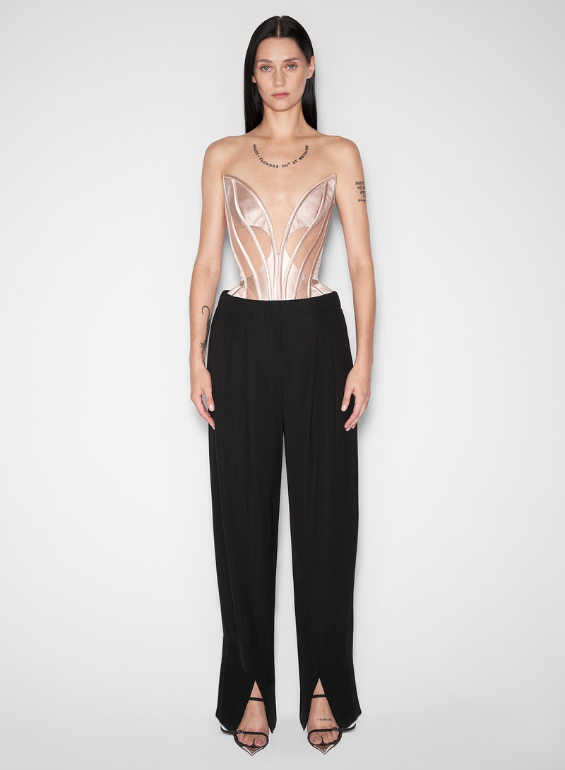 MUGLER nude corseted bodysuit bustier outlook