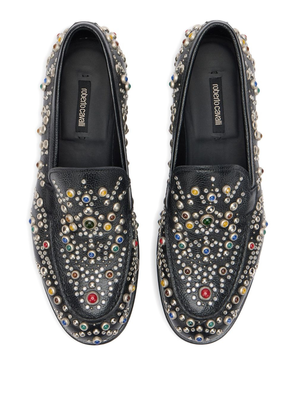 stone-studded leather loafers - 3