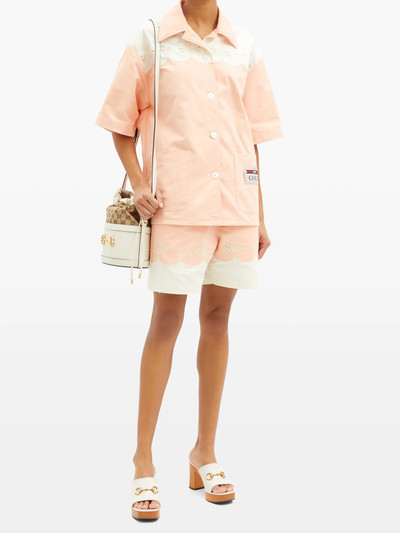 GUCCI Scalloped cotton-poplin shorts outlook