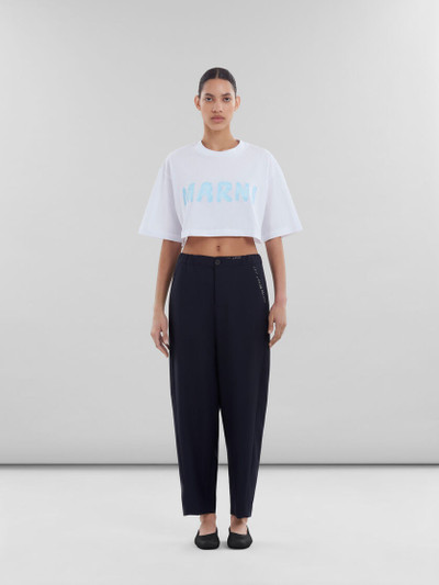 Marni DEEP BLUE TROPICAL WOOL TROUSERS WITH MARNI MENDING outlook