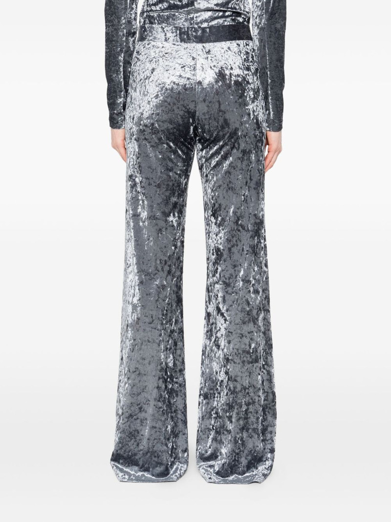 crushed-velvet flared trousers 4