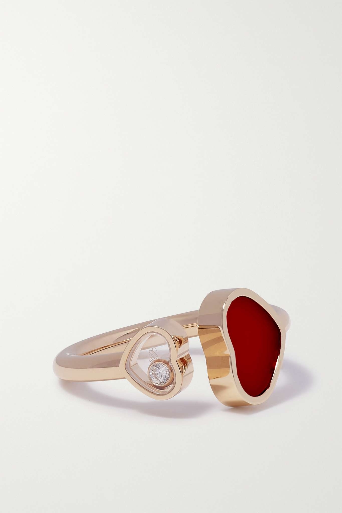 Happy 18-karat rose gold, carnelian and diamond ring - 1
