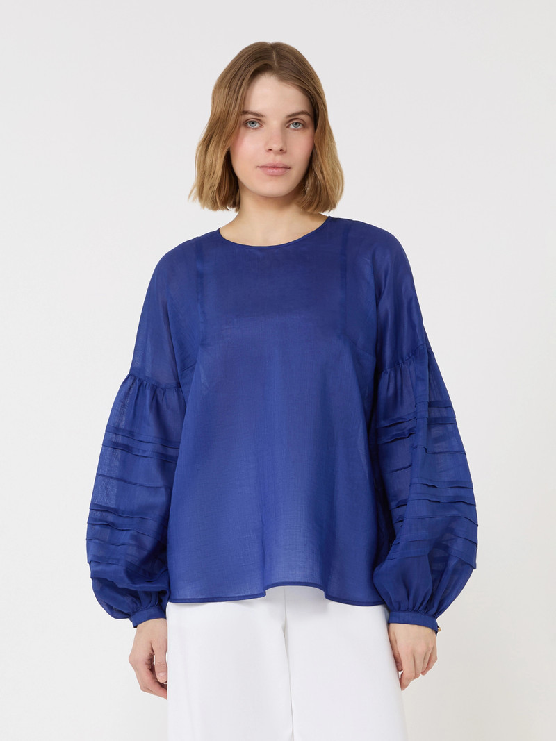 PAESE Ramie gauze blouse - NAVY 3