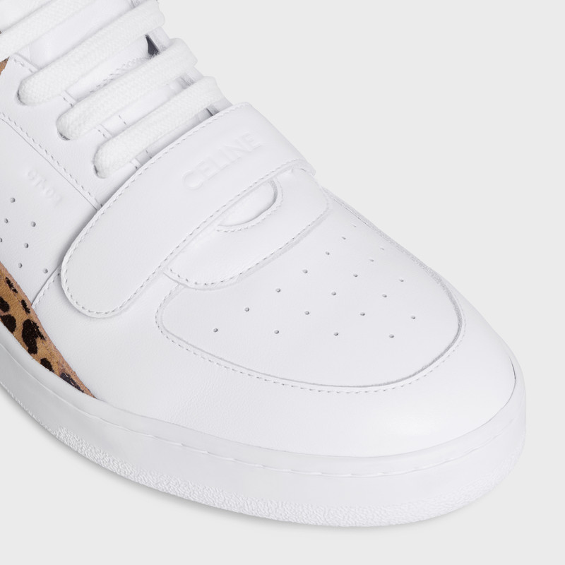 CT-02 CELINE TRAINER MID SNEAKER WITH SCRATCH in CALFSKIN & LEOPARD PRINTED SUEDE CALFSKIN 4