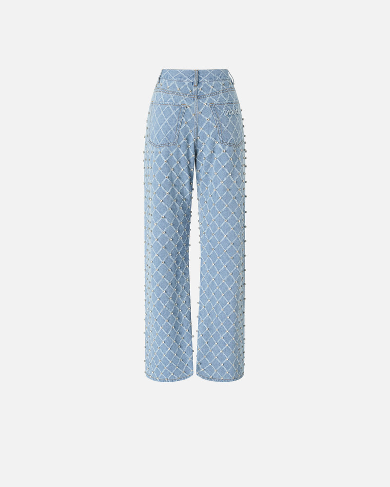 PINKO WIDE-LEG JEANS WITH DIAMOND AND RHINESTONE MOTIF outlook