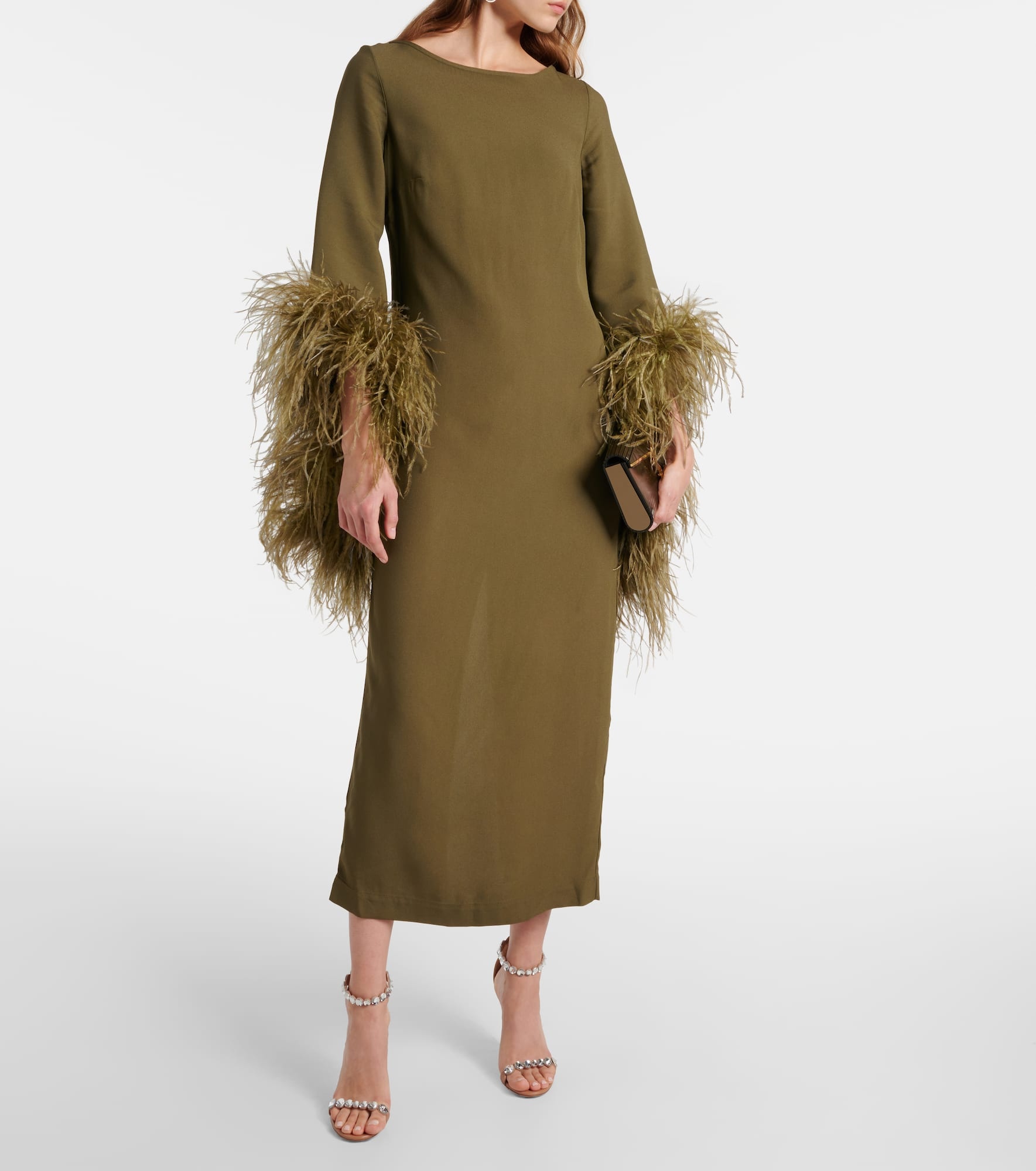 Del Lago feather-trimmed midi dress - 2