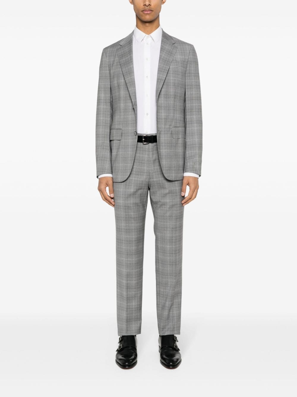 checked single-breasted suit - 2