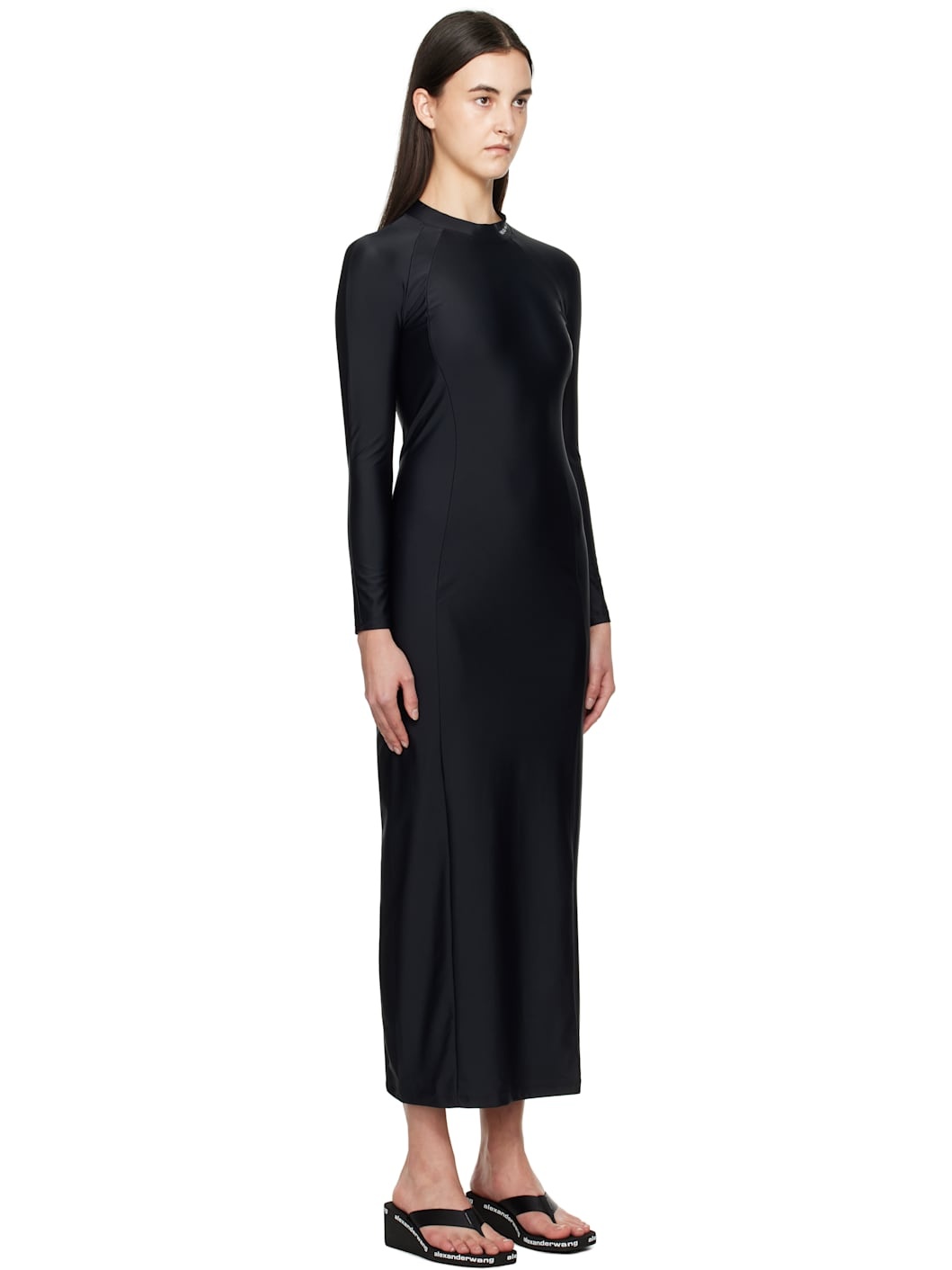 Black Rashguard L/S Maxi Dress - 2