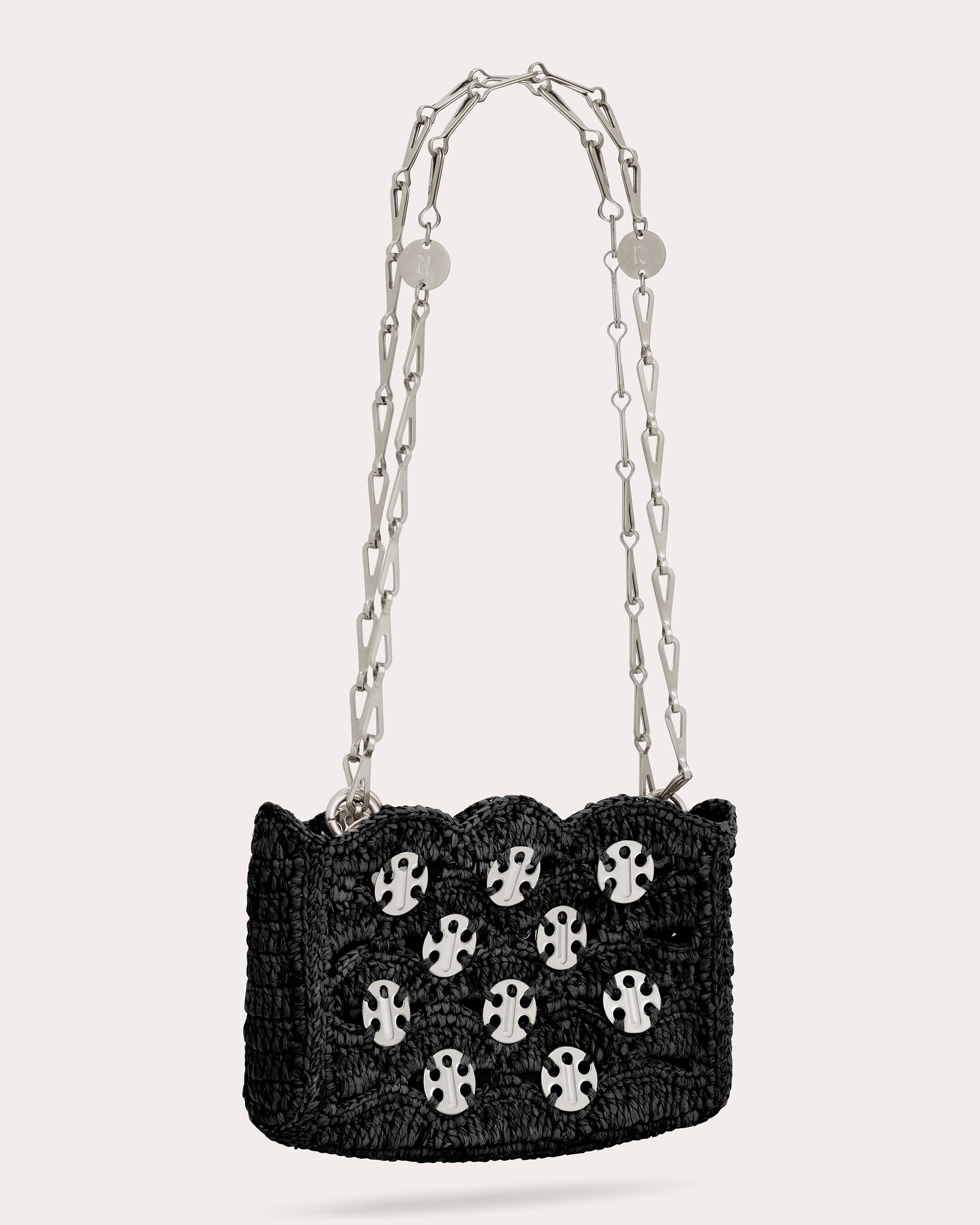 1969 Nano Chainmail Embellished Raffia Shoulder Bag - 2
