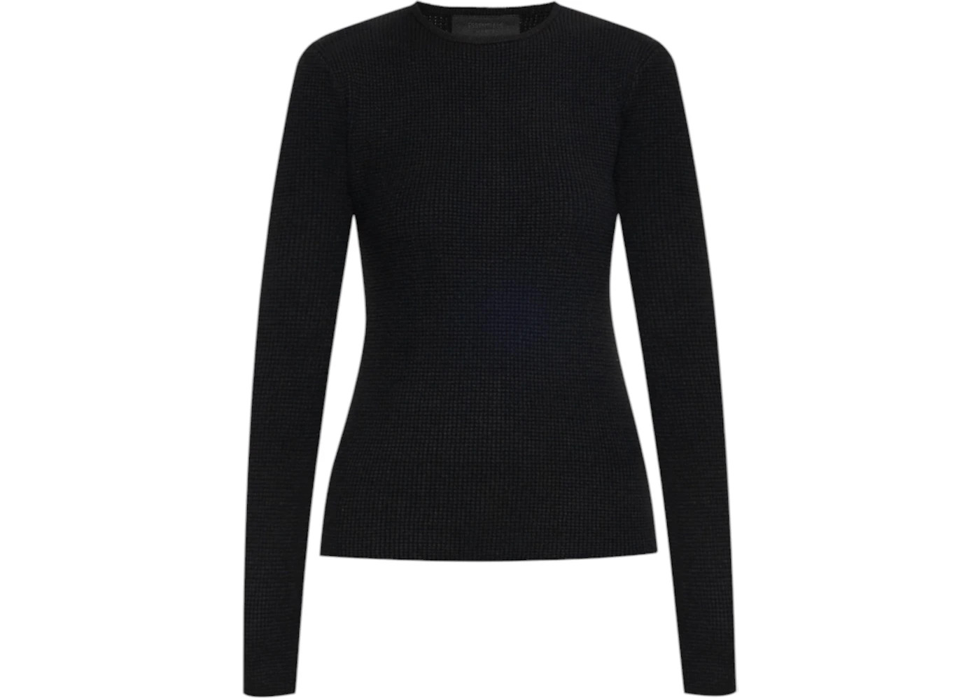 Fear of God Essentials Women's Waffle Fitted Long Sleeve Pullover Black - 1