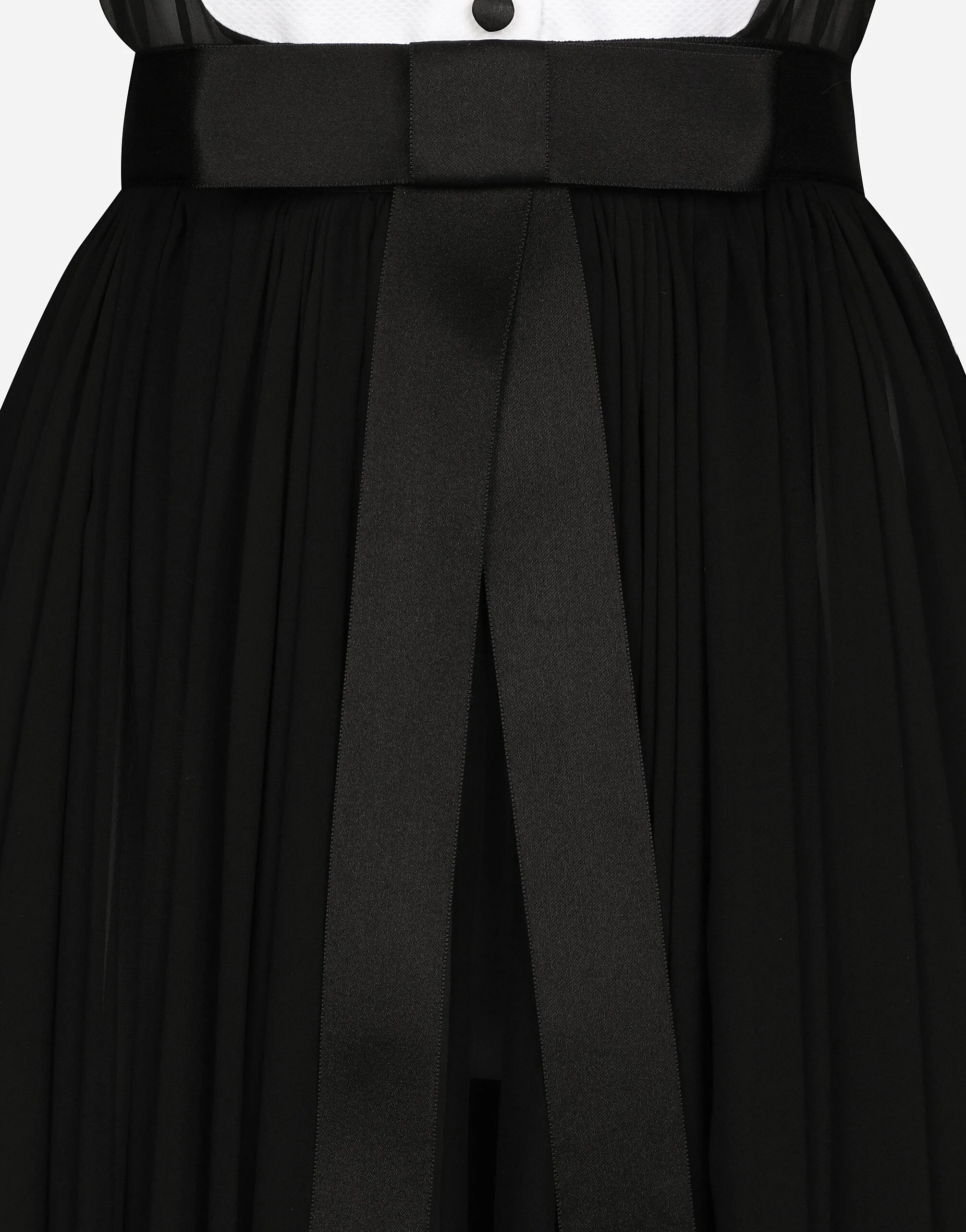 Dolce & Gabbana Chiffon midi shirt dress with piqu cuffs and shirt front |  REVERSIBLE