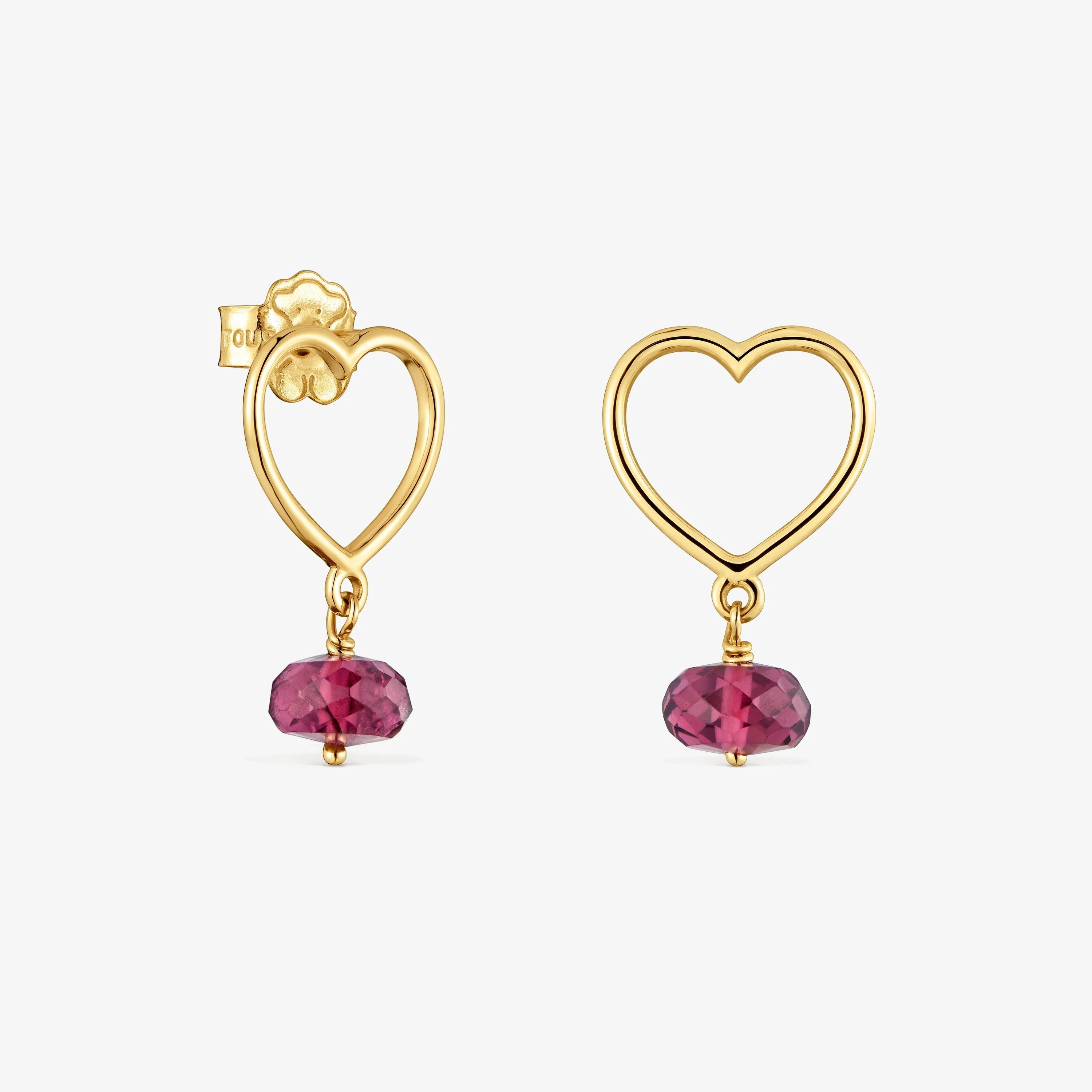 9kt gold and rhodolite Heart earrings TOUS Silueta - 1