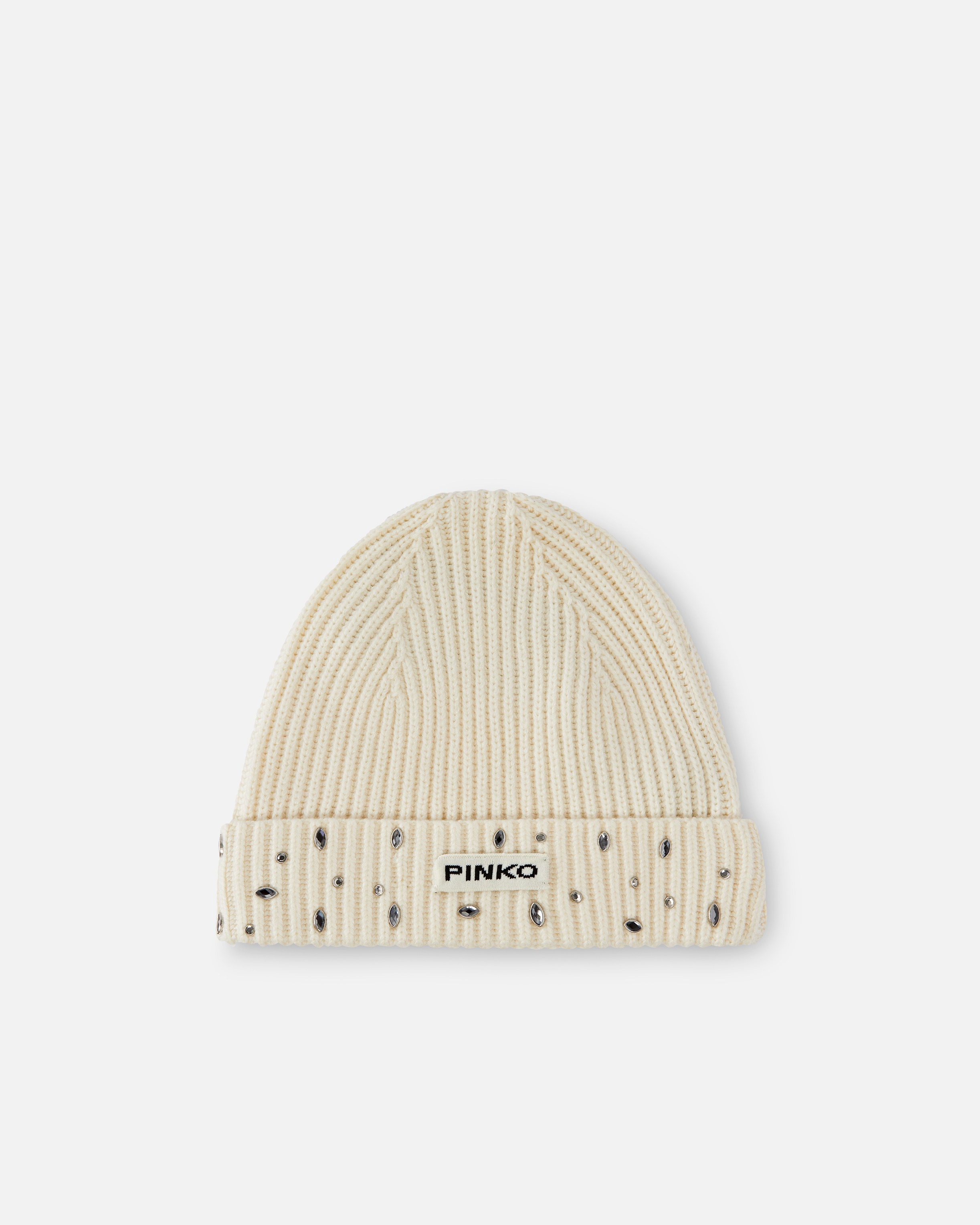 RIBBED BEANIE WITH CRYSTALS - 1