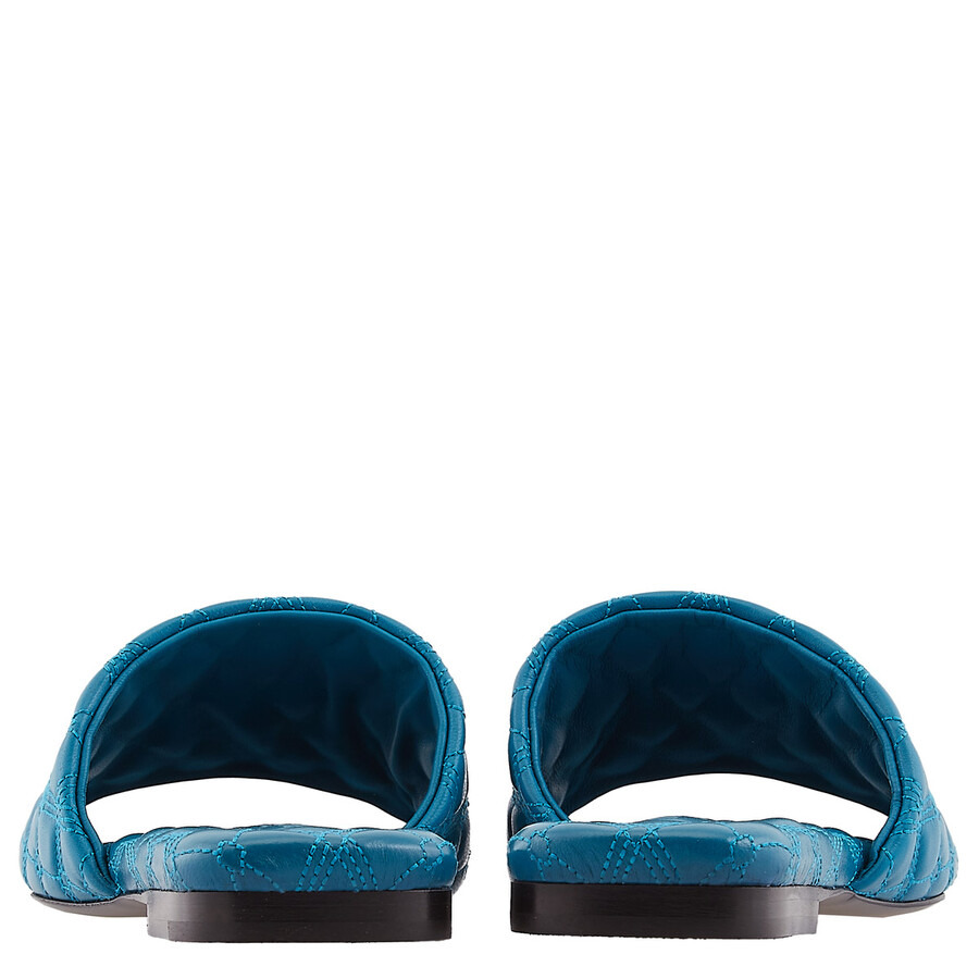 Burberry Leather Quilt Slides In Kingfisher - 4