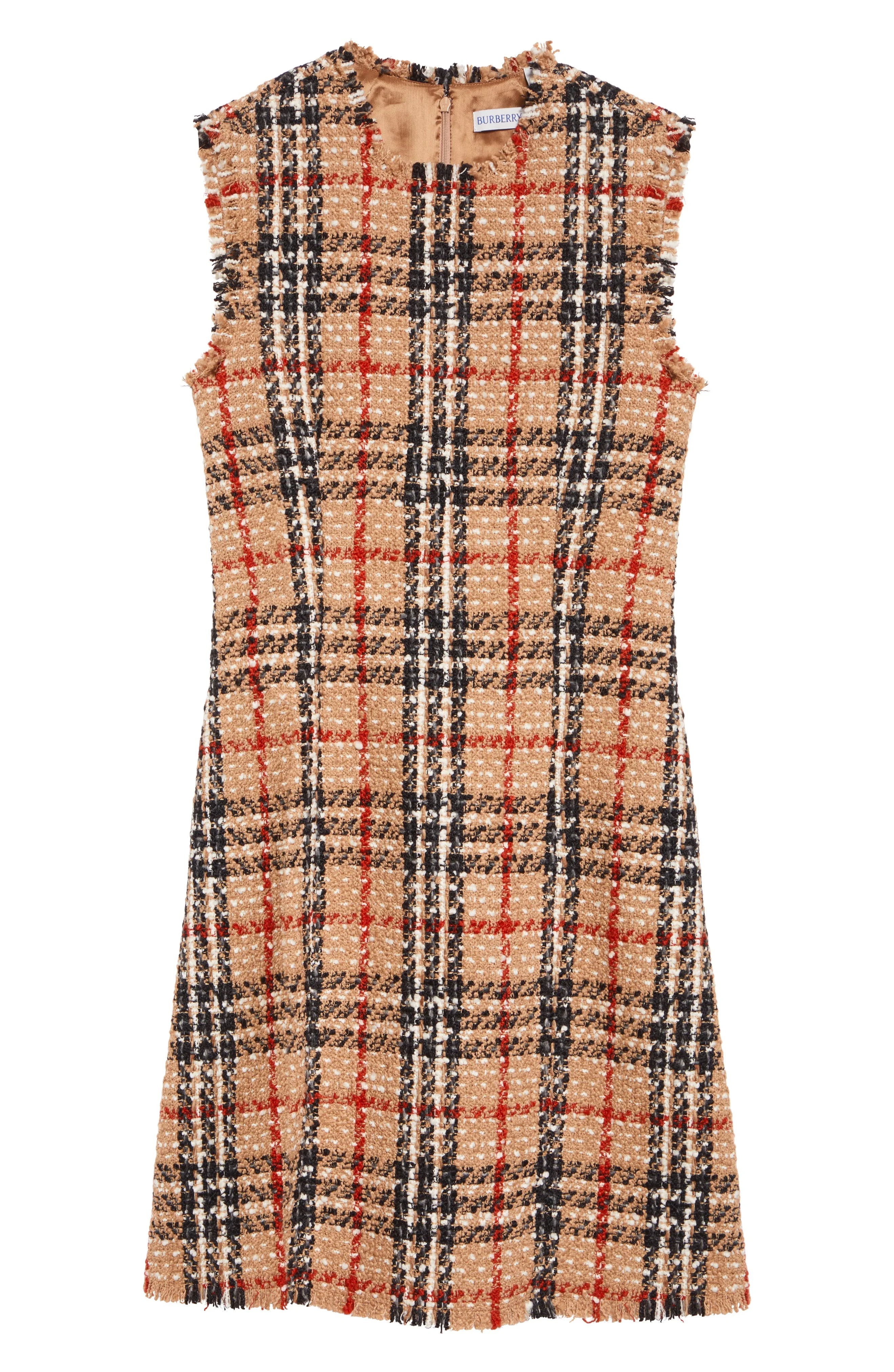 burberry Abigail Sleeveless Check Tweed Bouclé Sheath Dress in Sand Ip Check at Nordstrom - 1