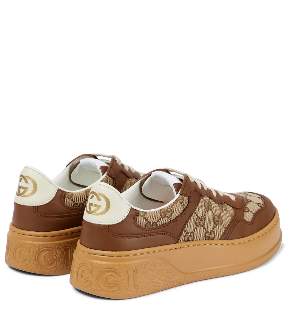 GG Canvas leather-trimmed sneakers - 3