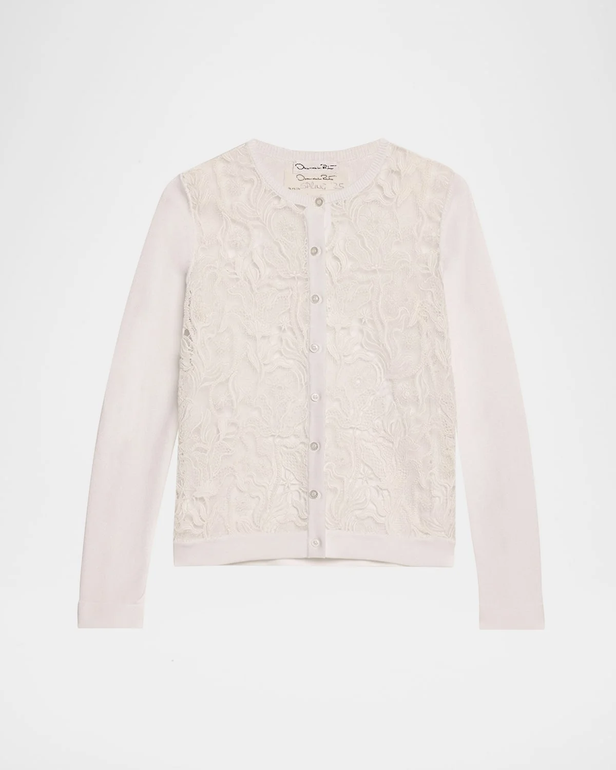 Bellflower Guipure Inset Crewneck Cardigan - 1