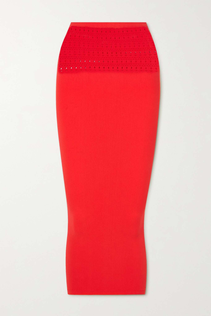 Pointelle-knit 미디 스커트 - 1