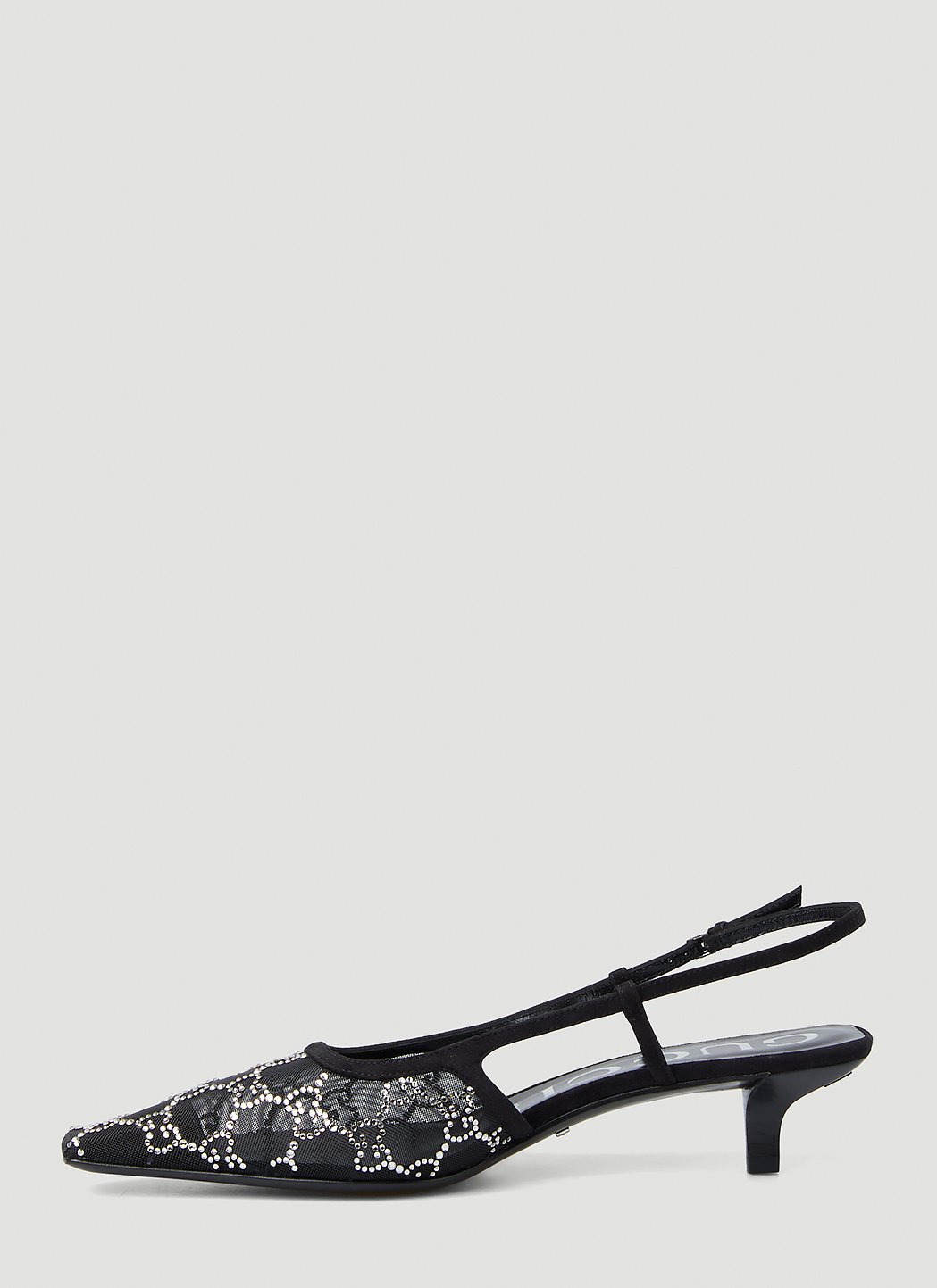Gucci Women Crystal Gg Slingback Kitten Heels - 3