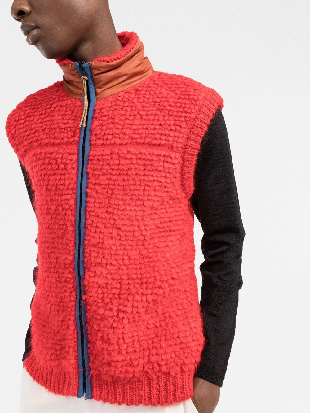 zip-up knitted vest - 3