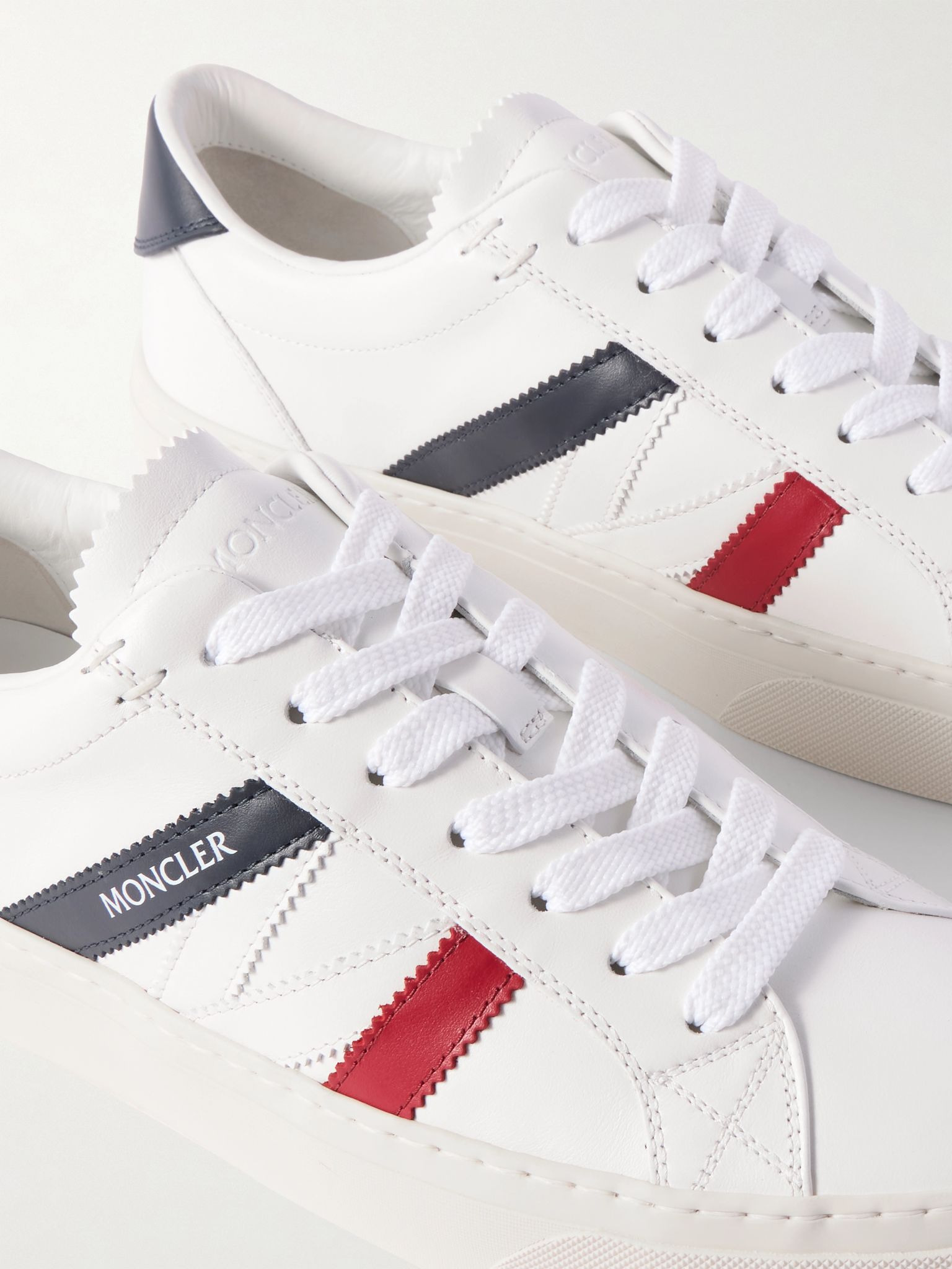 Monaco M Striped Leather Sneakers White - 5