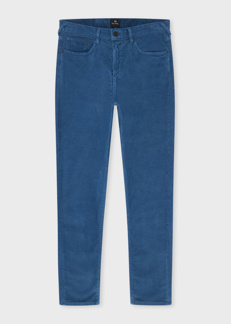 Tapered-Fit Mid Blue Corduroy Trousers 1