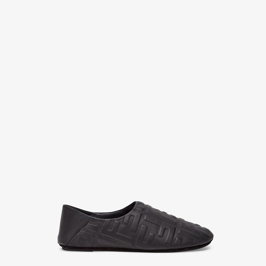 Black nappa leather slippers - 1