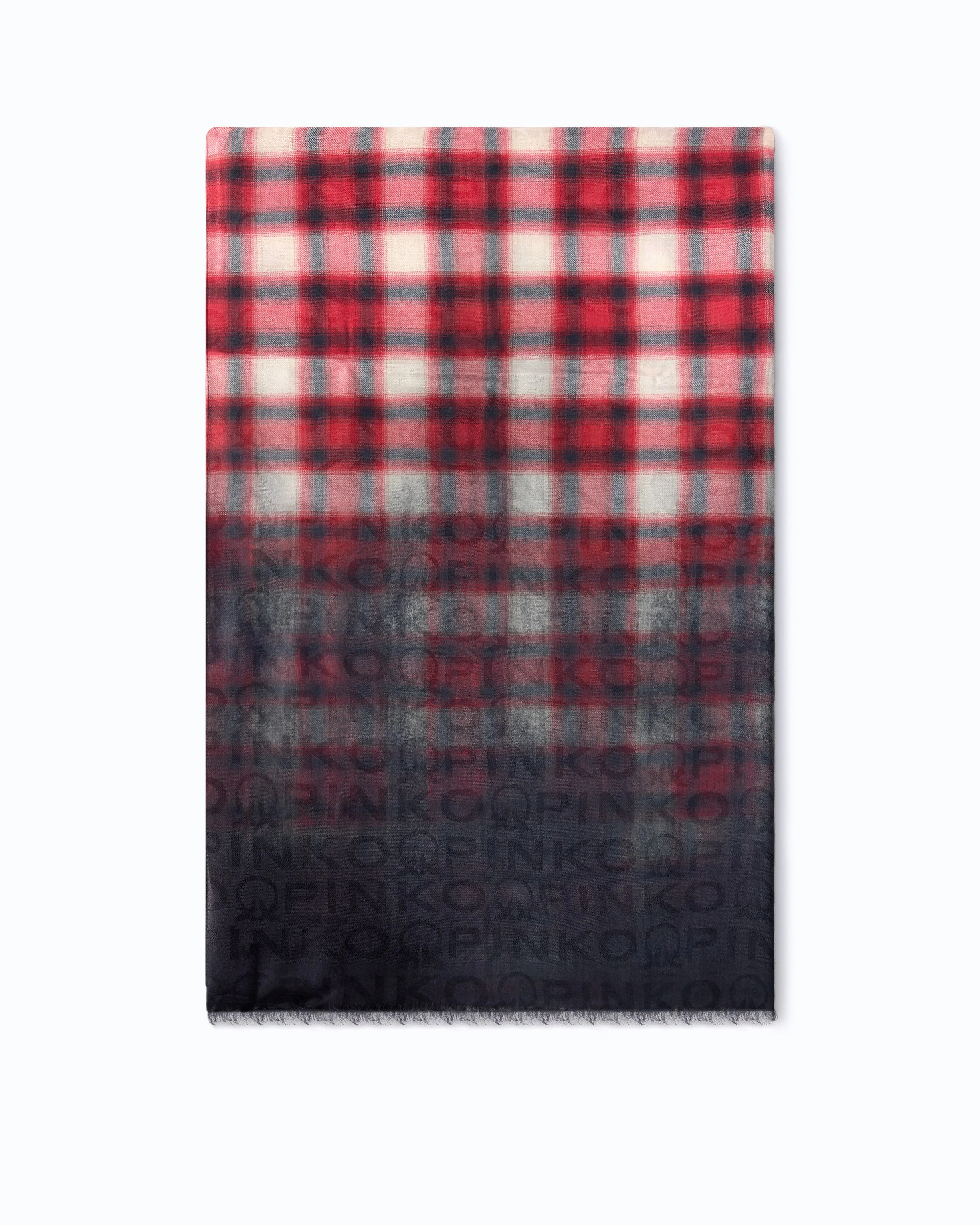 JACQUARD STOLE WITH CHECK PRINT AND PINKO LETTERING - 1