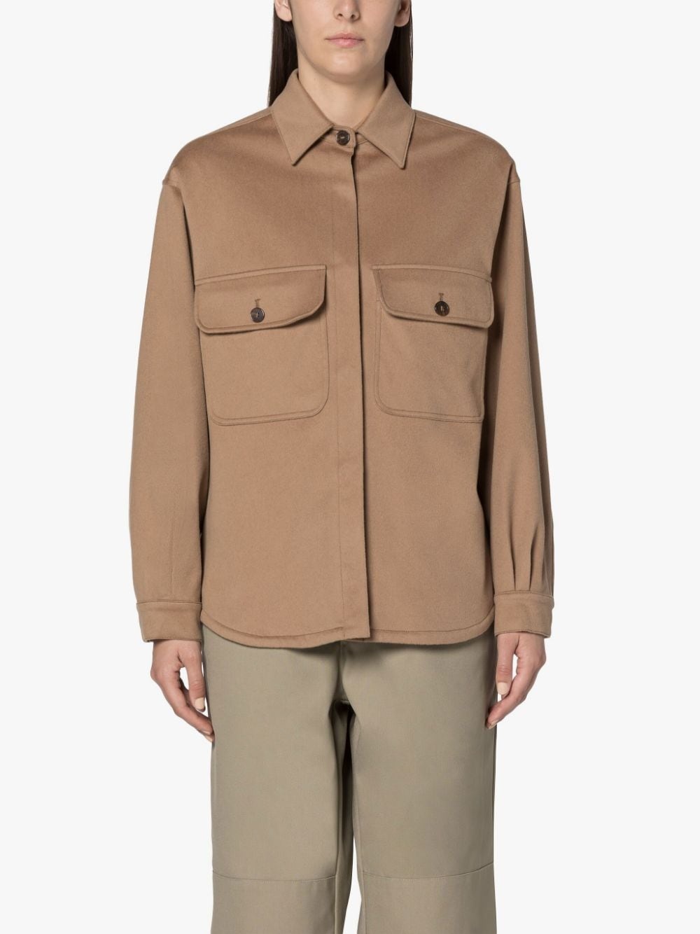 LORRIANE LIGHT CAMEL COTTON OVERSHIRT JACKET - 3