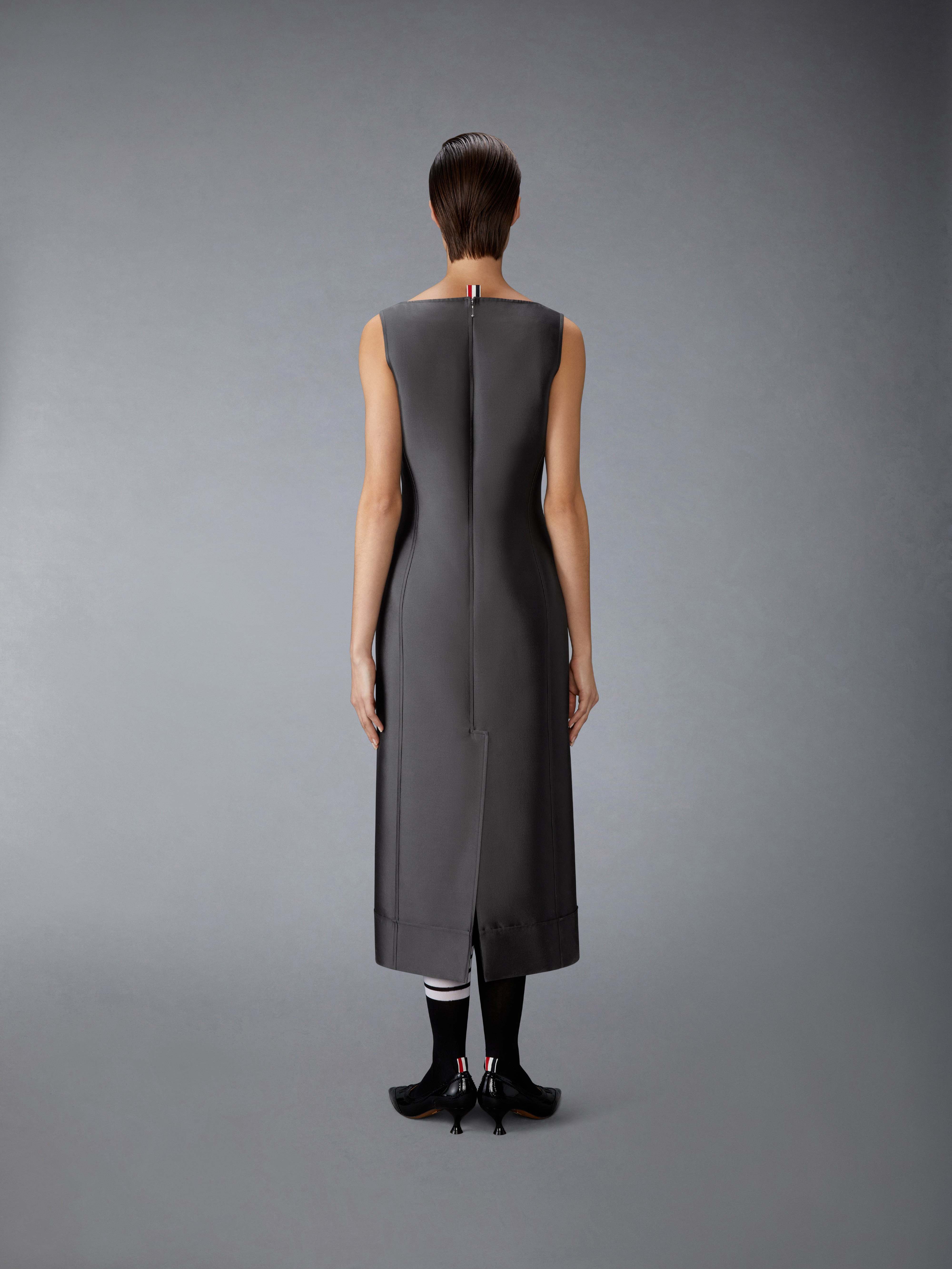 WOOL AND SILK SQUARE NECK COLUMN DRESS - 7