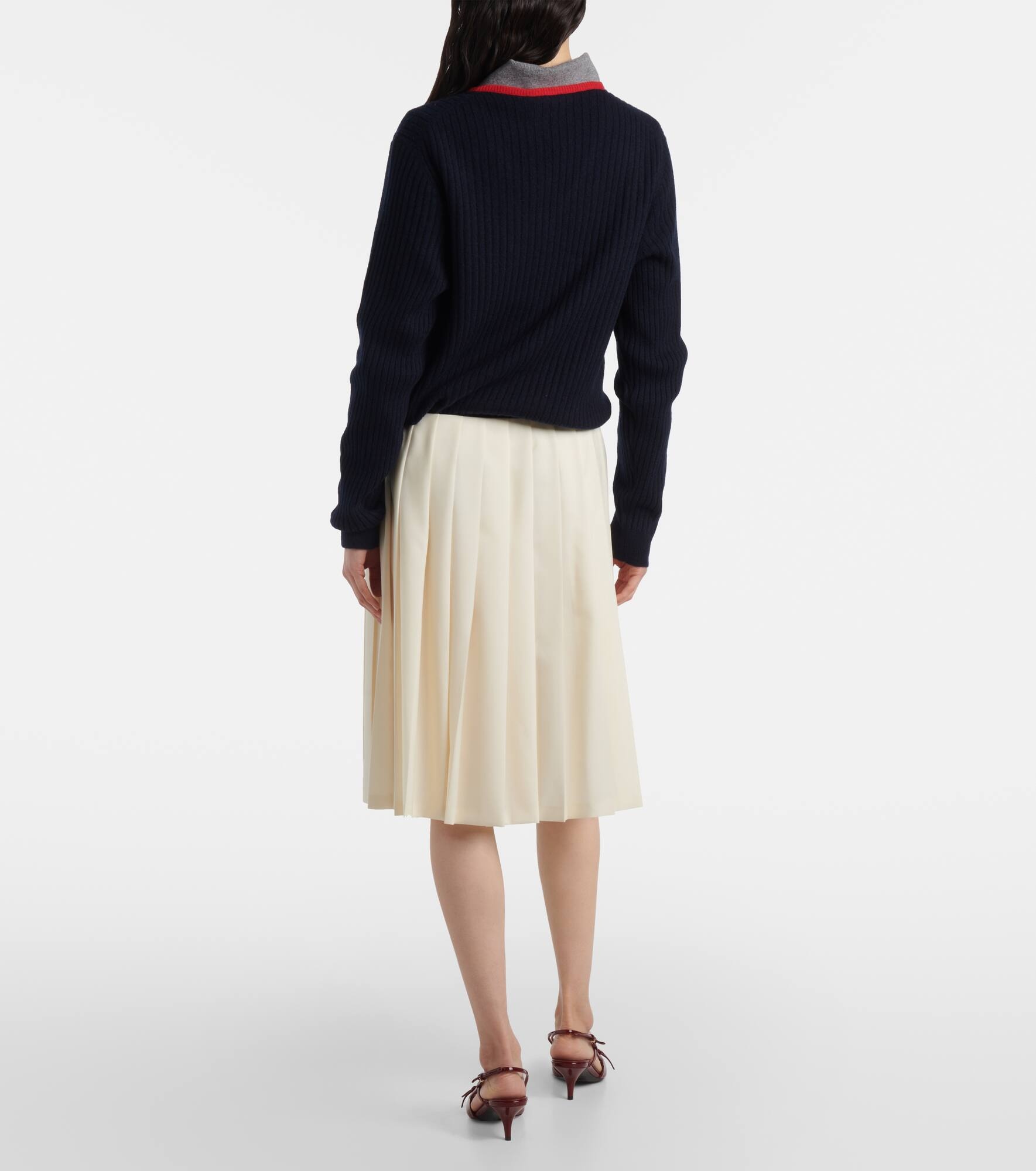 Pleated wool and mohair midi skirt - 3