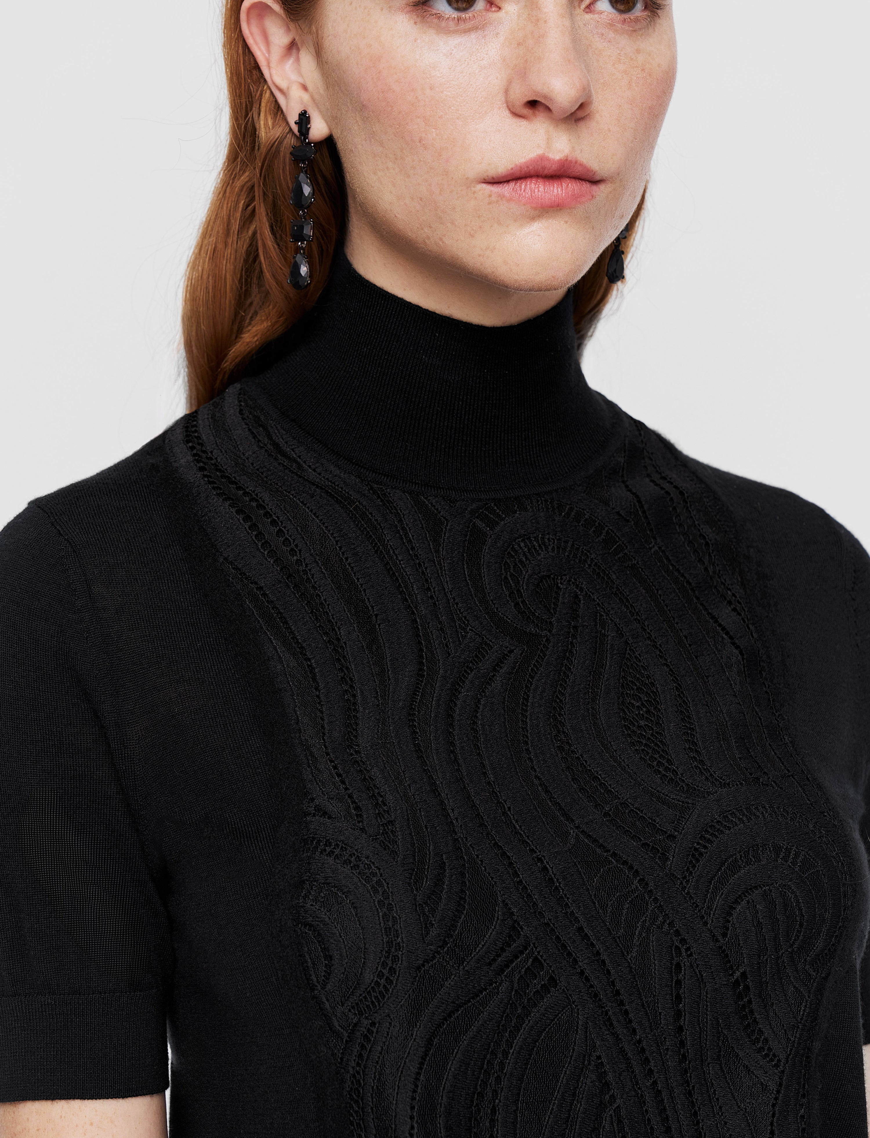 Lace & Knit Mock Neck Top - 4