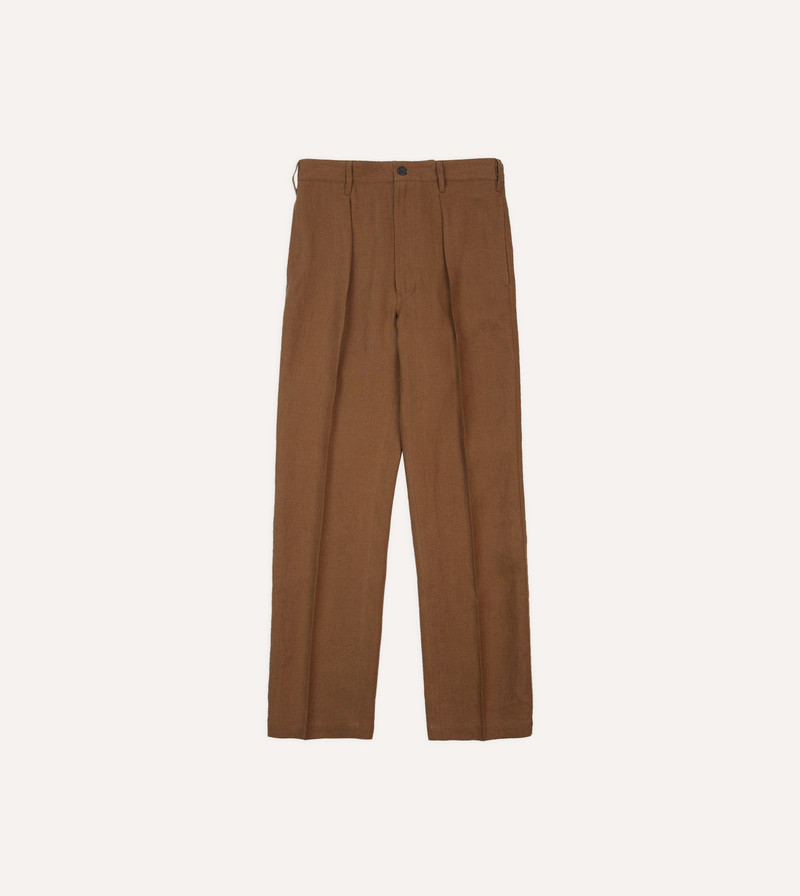 Tobacco Antique Linen Games Trousers - 1