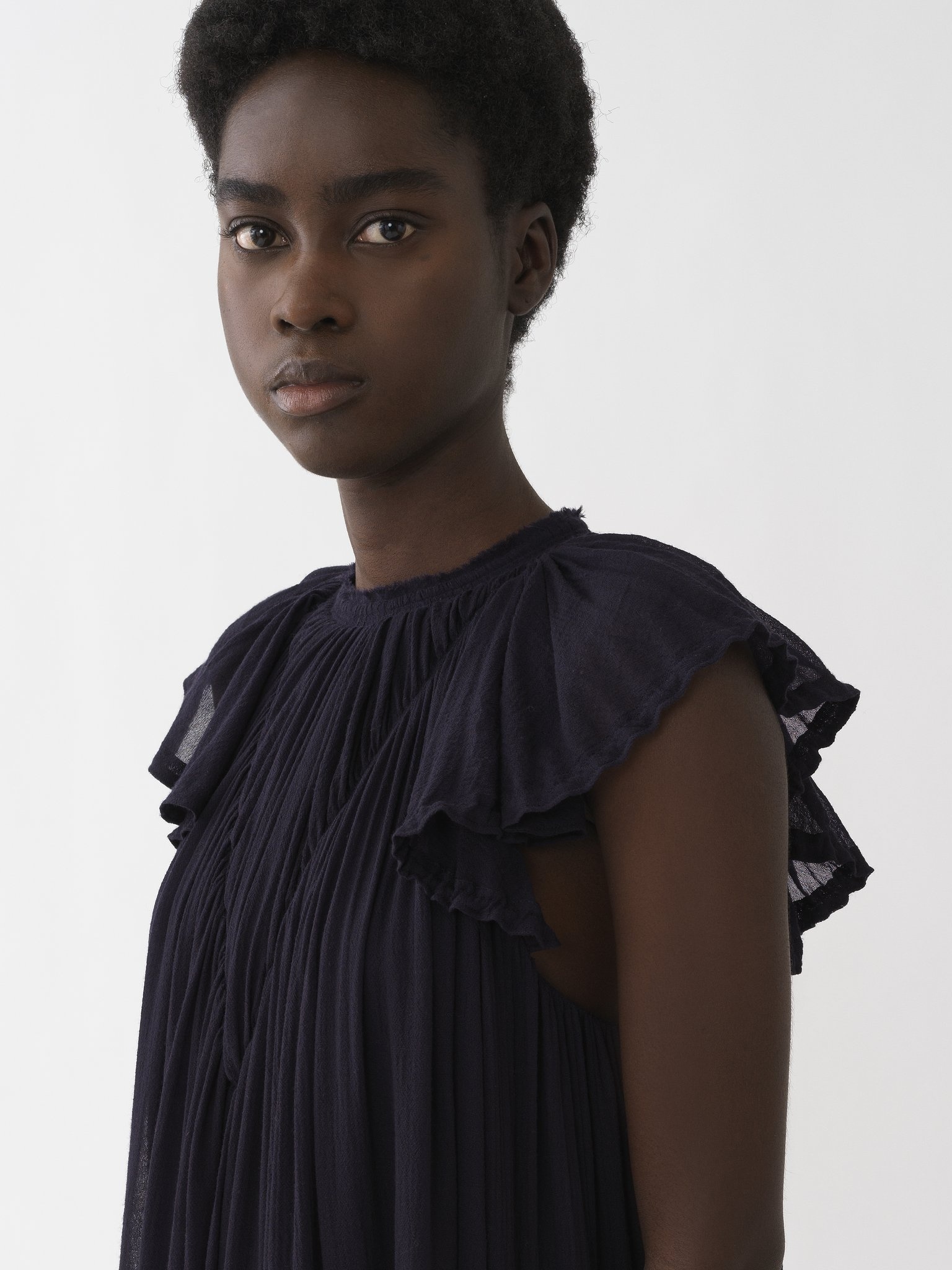 GATHERED CAP-SLEEVE DRESS - 5
