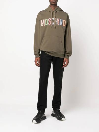 Moschino patchwork-logo drawstring hoodie outlook